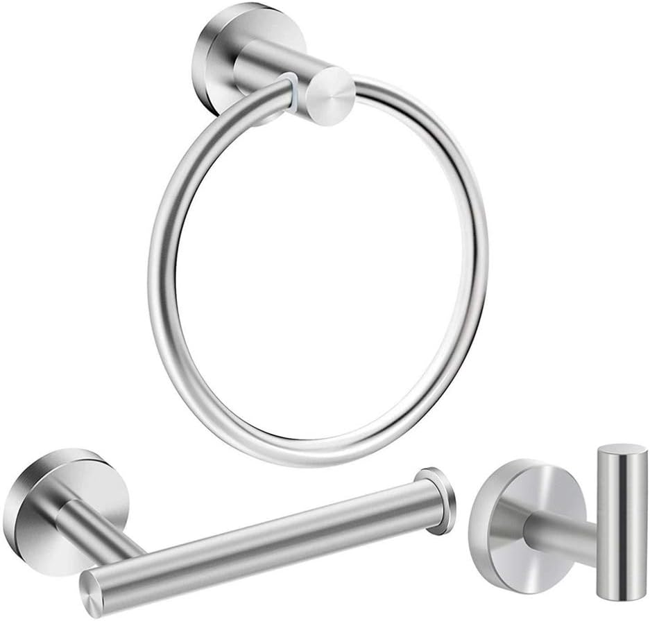 Cabilock Multi-Functional Stainless Steel Towel Ring Set Bath Towel Rack Holder Rod Hook
