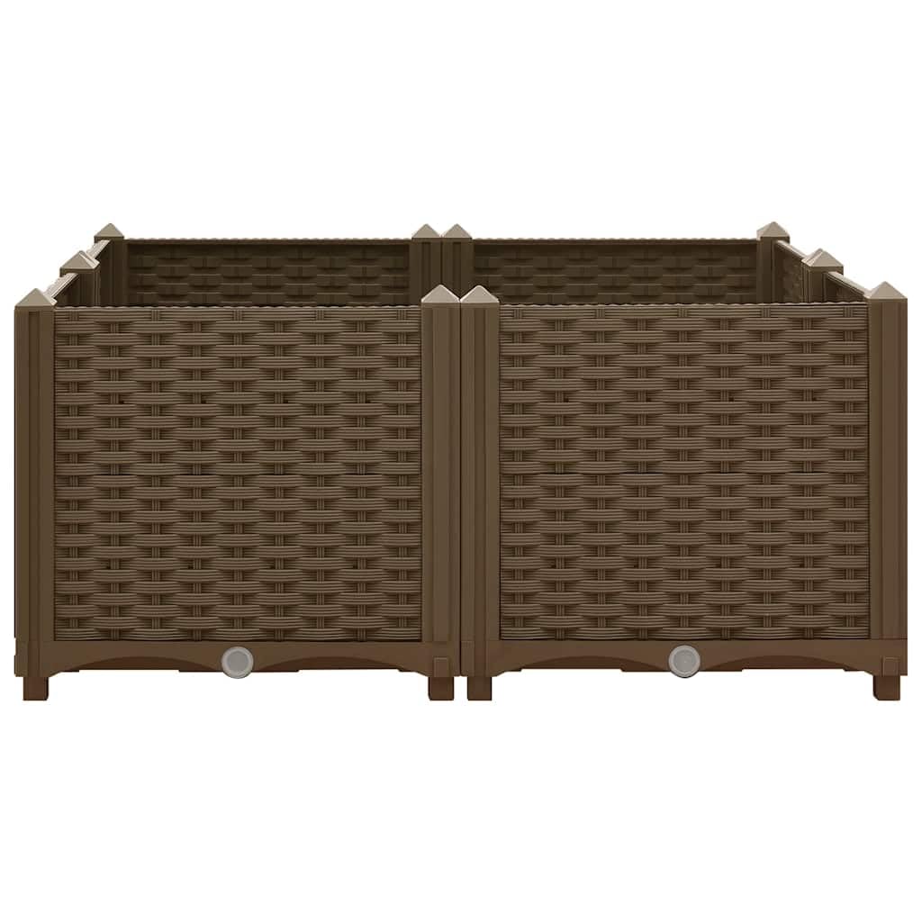 Donica do podniesionej rabaty 80x80x38 cm polipropylen brązowa duża skrzynia ogrodowa na warzywa zioła kwiaty taras balkon łatwy montaż
