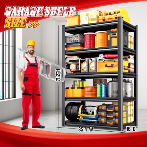 Image of 3 Pack Heavy Duty Metal Garage Shelving Unit, 71.2 inchH x 35.4 inchWx 16 inchD | 5-Tier Storage shelves Adjustable Shelf Heights,Powder-Coated Finish,Rust & Scratch Resistant, Warehouse Workshop Use