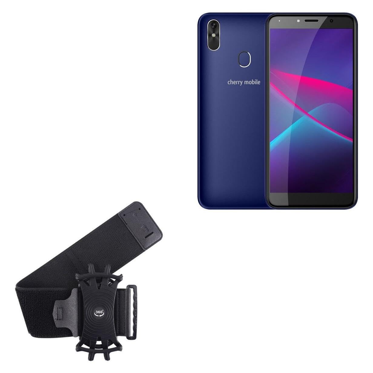 BoxWave Holster Compatible with Cherry Mobile Flare J2 Max - ActiveStretch Sport Armband, Adjustable Armband for Workout and Running - Jet Black