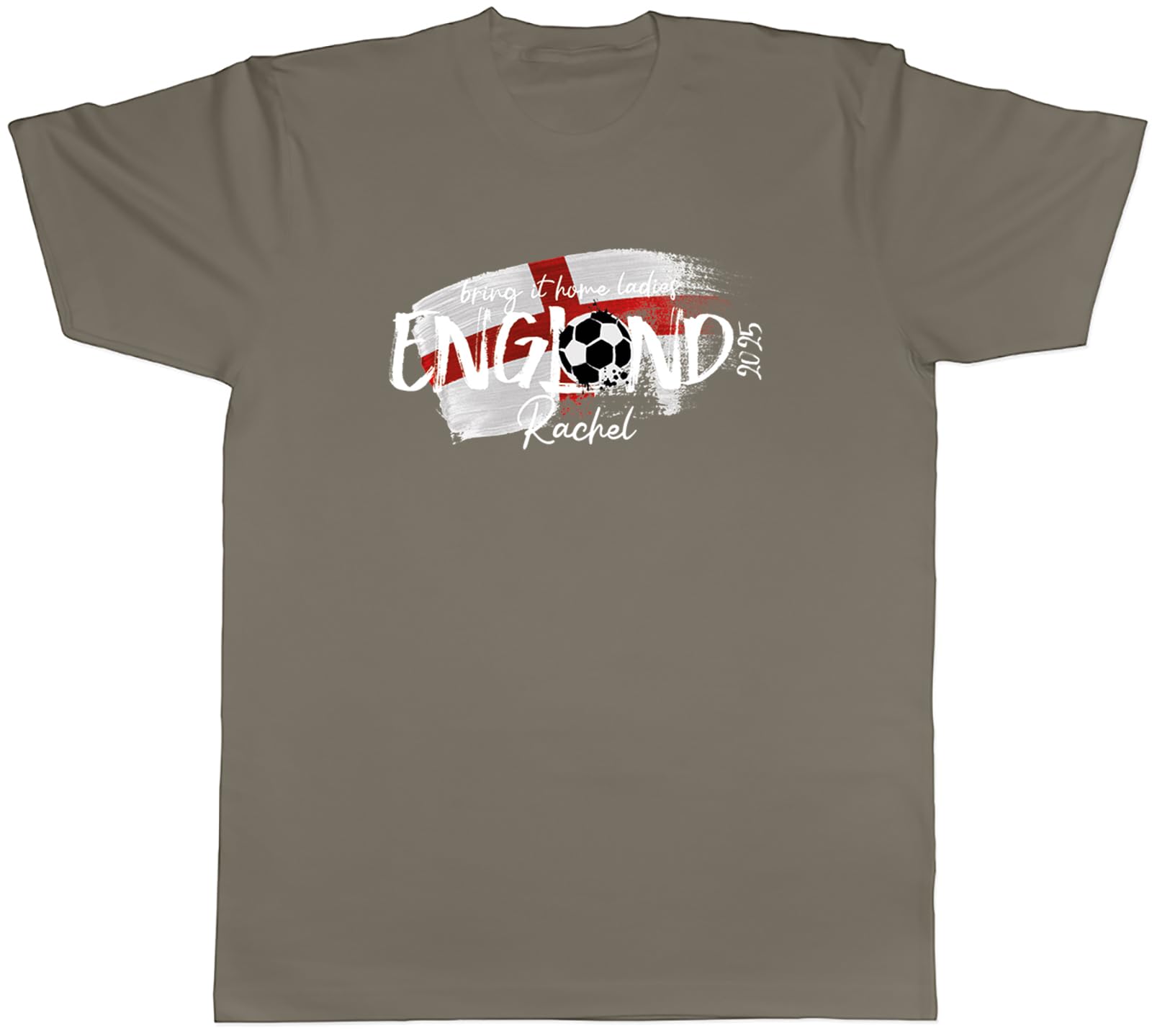 Shopagift Personalised Bring it Home England Football 2025 Mens T-Shirt Tee Grey