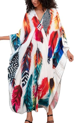 Robe longue caftan pour femme élégante au bord de la piscine