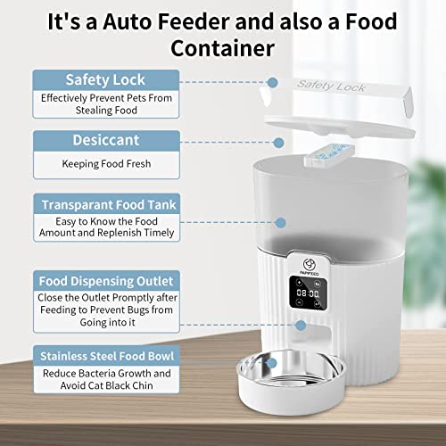 Papifeed Cordless Automatic Cat Feeders: Programmable Feeding Schedule & Portion Control, Dry Food Dispenser With Stainless Steel Bowl, Timed Feeder For Cats, Dogs, Multiple Pets (15 Cup Food Storage) #TOP6