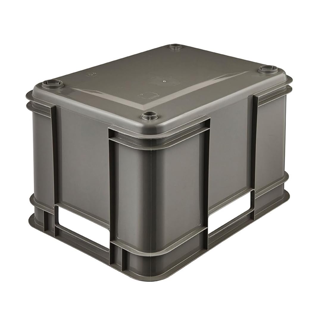 keeeper Contenedor de almacenamiento con asas, Euro-Box M, Plástico Procyclen, 16 l, Bruno Eco Line, Eco-Gris