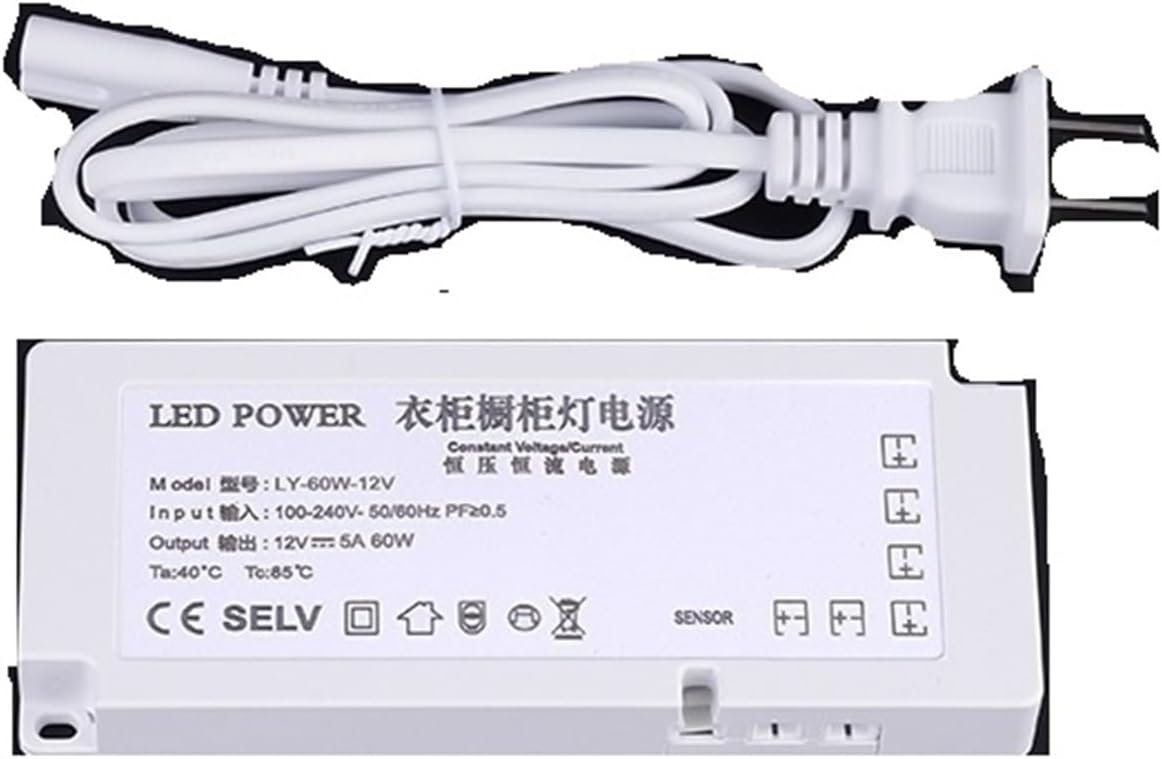 Cabinet Light Dedicated Power Supply 12V Interface Light with Induction Switch Ultra-Thin Transformer 24v Wardrobe Wine Cabinet Light(Separate Control-Double Door)