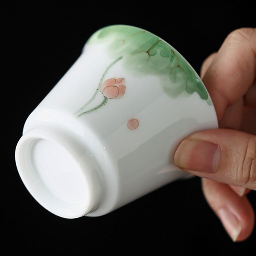 GSOUL Kungfu Tea cup Hand-painted Lotus Teacup Host Cup Personal Single White Porcelain Kung Fu Tea Set Chinese Small Tea Cups