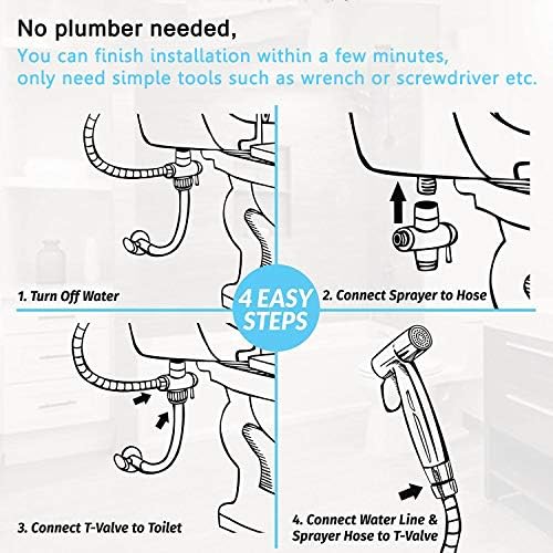 Handheld Bidet Sprayer, Spray Attachment for Toilet with 59Hose - for Feminine Wash, Baby Cloth Diaper Washer, Stainless Steel Cleaner and Shower Sprayer for Pet, Bathroom or Toilet