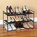 Seville Classics Sturdy Freestanding Storage Shelf for Bedroom, Closet, Entryway, Dorm Room Organizer, Stackable Durable Metal Shoe Rack, Espresso Slat, 2-Tier