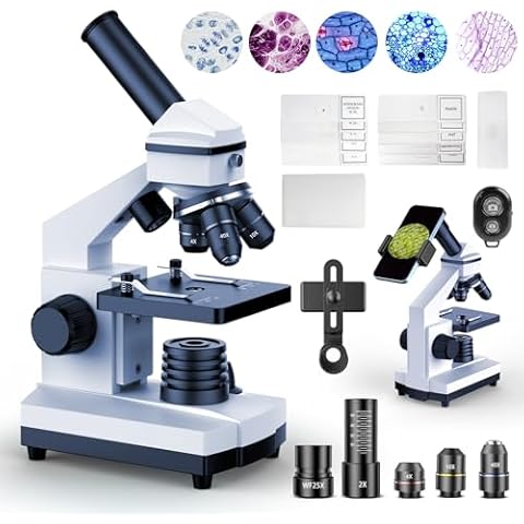 Powerful Biological Microscopes for School Laboratory,100X-2000X Microscopes for Kids Students Adults,Blue Cover