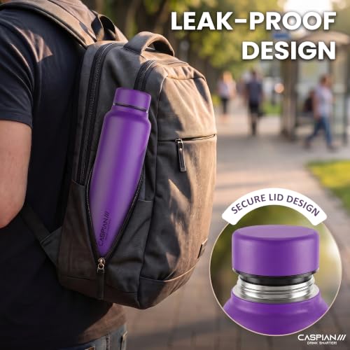 Image of CASPIAN / / / Astra Stainless Steel Water Bottle 1 litre (1000 ml) | Single Wall, Leakproof & BPA-Free | Reusable Metal Bottle for Fridge, Home, Office, Gym, School & Travel, Grape, Pack of 1