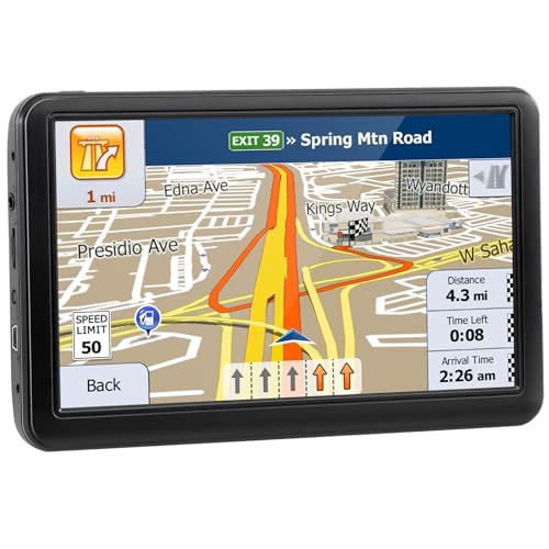 GPS Navigator for Car, North America EU Maps Truck GPS System, Voice Turn Direction Lane Guidance, 7 inch Touch Screen GPS Navigation for Car Speed & Red Light Warning, Free Lifetime Map Update