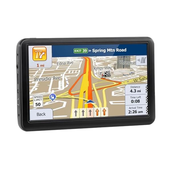 GPS Navigator for Car, North America EU Maps Truck GPS System, Voice Turn Direction Lane Guidance, 7 inch Touch Screen GPS Navigation for Car Speed & Red Light Warning, Free Lifetime Map Update