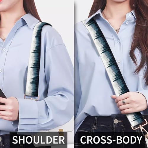 Image of Purse Strap Replacement Crossbody, 3.8cm Wide Shoulder Strap Adjustable Replacement Belt Gold Buckle, Handbag Crossbody Bag Strap Cute Blue Forest