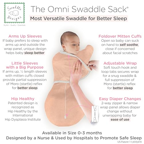 Image of SwaddleDesigns 0-3 Mo Baby Swaddle Set, Spring Garden, Cotton Muslin Swaddle Blankets 4pk and Peach Blush, 6-Way Omni Swaddle Sack for Newborn, More Options to Calm Startle Reflex, Improves Sleep