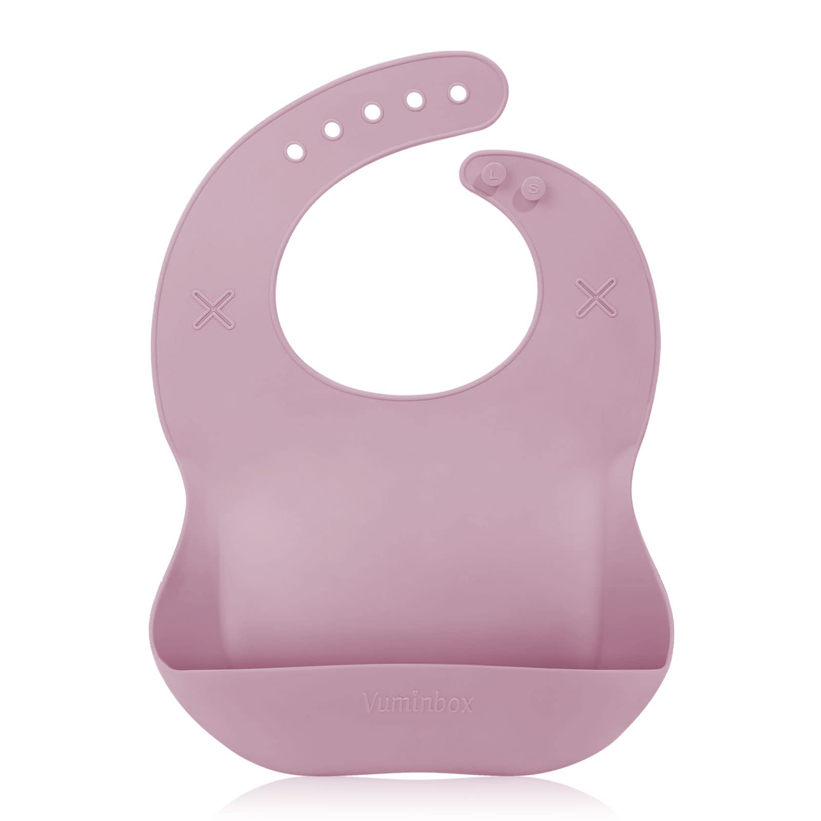 vuminbox Silicone Baby Bib with 2 Holes for Paper Towel, Adjustable Fit Waterproof Soft Bibs for Babies & Toddlers