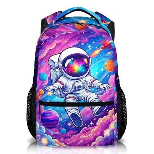 Homexzdiy Boys Backpack for Kids Teens Girls Bookbag 17 Inches Astronaut Backpack for Teams Ages 6-16 Students Kindergarten Elementary Back to School Travel Camping Supplies