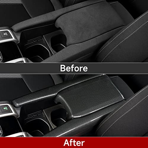 Image of Armrest Storage Box Cover Decals for Honda Civic 2016 2017 2018 2019 2020 2021 10th Gen Accessories ABS Carbon Fiber Stickers