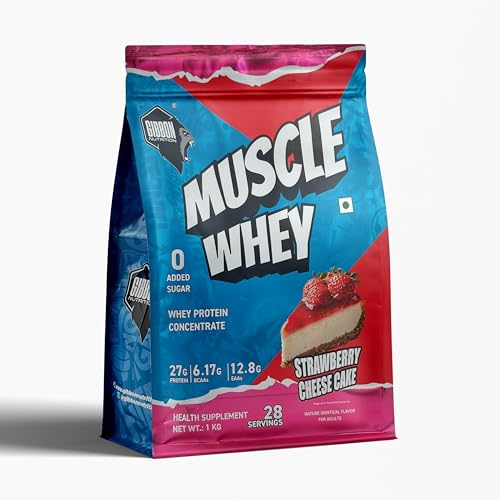 Image of Gibbon Muscle Whey | Pro Series Formula | Nutraceutical with no Amino Spiking | 60 Servings (1 Kg, Strawberry Cheesecake)