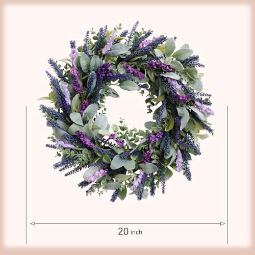 Lavender-Wreaths-for-Front-Door-20-inch-Artificial-Farmhouse-Wreaths-for-Wall-Window-Party-Wedding-Decor-Indoor-Outdoor-Spring-Summer-Fall-Decoration Lavender Wreaths for Front Door 20 inch Artificial Farmhouse Wreaths for Wall Window Party Wedding Decor Indoor Outdoor Spring Summer Fall Decoration