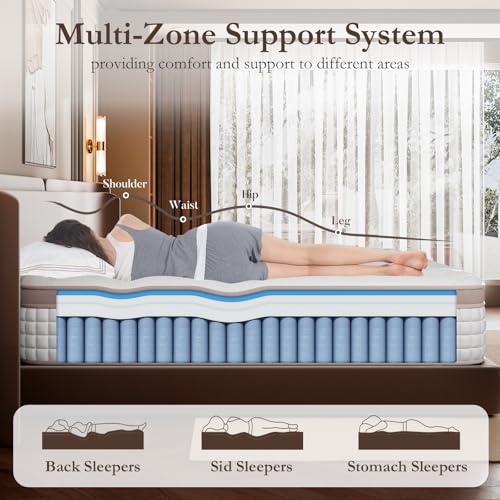 FP FLEXPEDIC Mattress Queen Size 12 Inch - Premium Hybrid Bed in a Box for Couples & Light Sleepers, 366-Night Trial, Pocket Spring Mattress for Back & Lumbar Support, CertiPUR-US Certified
