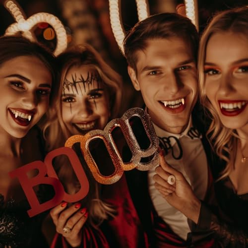 COOLJOY 3 Sizes Vampire Fangs Teeth with Adhesive Halloween Cosplay Props White Horror False Teeth Props Party Favors Masquerade Accessories Gift3