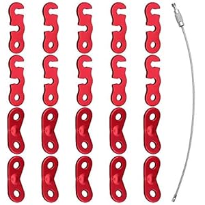DXLing Lot de 20 Tendeur de Corde Tente Guyline Coureur Corde Tendeur 2 Types tendeurs de Cordes en Alliage d’aluminium tendeurs de Cordes de Tente pour extérieur Camping randonnée Sac à Dos (Rouge)