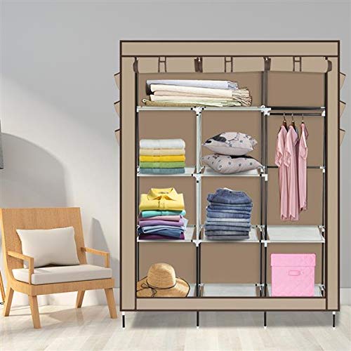 Thxbyebye Portable Clothes Closet, Non-Woven Fabric Wardrobe with Hanging Rods, Storage Organizer