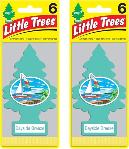 Little Trees Cardboard Hanging Car, Home & Office Air Freshener, Bayside Breeze (Pack of 12)