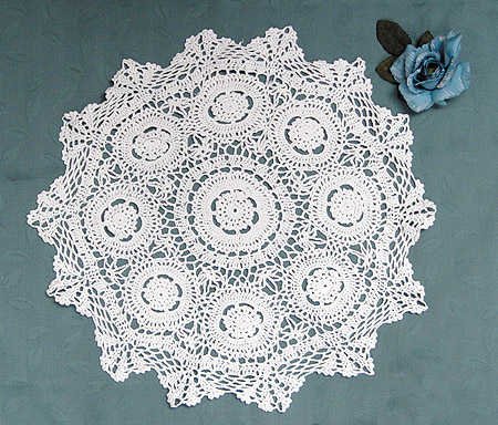Hand Crocheted Large Round White Doily for Home Decor and Designing