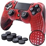 Pandaren Studded Anti-Slip Silicone Cover Skin Set for PS4 /Slim/PRO Controller(CamouRed Controller Skin x 1 + FPS PRO Thumb Grips x 8)