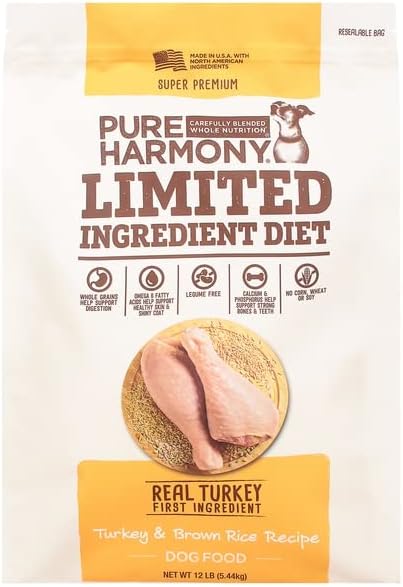 Pure Harmony Dog Food Turkey & Brown Rice Recipe Limited Ingredient Diet Super Premium, 192 Ounce
