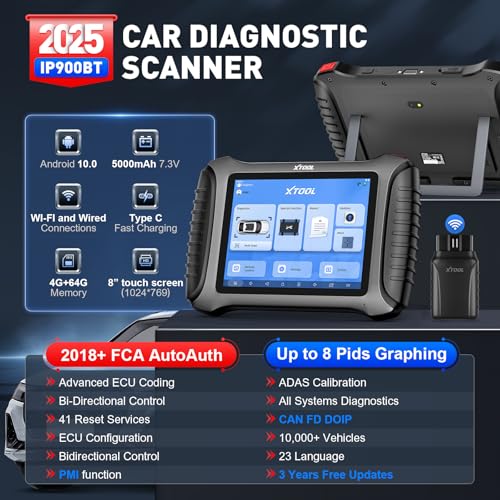 XTOOL IP900BT OBD2 Scanner, Car Diagnostic Tool with 41+Reset, ECU Coding Automotive Scanner, Wireless Vehicle Scan Tool, 4000+ Bidirectional Scan Tool, CANFD/DoIP/FCA Autoauth, Full System - Image 3