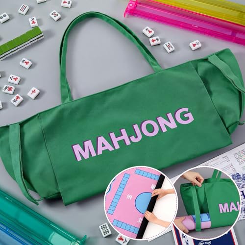 Bolso para Mahjong Abbylike 28x9 pulgadas lona verde miniatura 5