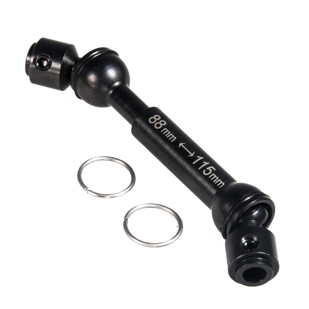 JGGZONE 2Pcs RC Drive Shaft Steel Driveshaft Front Rear Center Drive Shaft Dogbone Compatible with 1/10 RC Crawler Car Axial SCX10 III AXI03006 Replacement (88-115mm & 133-163mm, Black)