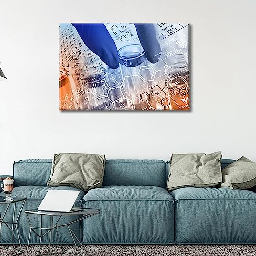 Image of TUMOVO Researcher 's Gloved Hand Holding the Test Tubes Poster Office Decor Clinical Laboratory Wall Art 1 Panel Medical Artwork Posters and Prints Framed Ready to Hang, 24 inch Wx36 H