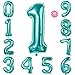 40 Inch Teal Blue Jumbo Digital Number Balloons 1 Huge Giant Balloons Foil Mylar Balloons for Baby Shower Party Ocean Mermaid Theme Birthday Decor Supplies