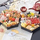 【冷蔵 盛付済 おせち 解凍不要】京都祇園 料亭「岩元」監修六角二段 海宝箱 [6角2段重 45品目 約4人前] 12/31日お届け