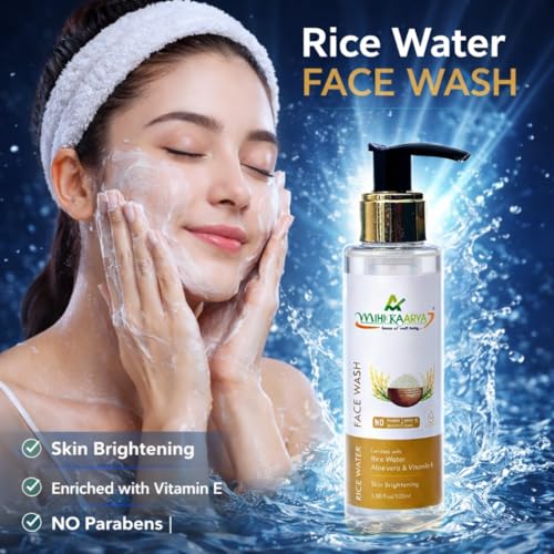 Image of Rice Water Face Wash (100ml) enriched with Rice Water, Aloevera & Vitamin E