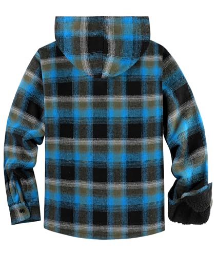 Image of SCODI Mens Flannel Hooded Jacket Fleece Sherpa Lined Zip Up Plaid Hoodies | Machine Wash, Outdoor Activities, Office, Casual, Warm Thick Shirt Jackets, Winter Coat, Heavyweight Sweatshirt, 4 Pockets
