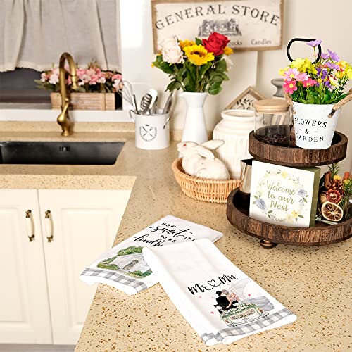 Geeory Wedding Kitchen Towels For Home Decor Bride And Groom Dish Towels 18X26 Inch Ultra Absorbent Bar Drying Cloth Hand Towel For Bathroom Party Home Decorations Set Of 2 #TOP5