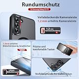 Dizn Etui magnetyczne do Samsung Galaxy S21-FE 5G: MagSafe, 2 x osłona ekranu ze szkła pancernego, matowa półprzezroczysta taśma, standardowa ochrona wojskowa, etui magnetyczne S21FE, czarne
