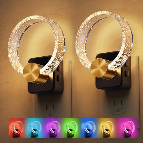 Image of L LOHAS LED Night Lights Plug into Wall, Changing RGB Night Light with Dusk to Dawn Sensor, 180 Rotatable Bubble Nightlight Plug in Wall for Halloween, Christmas, Holiday, Hallway[2 Pack]