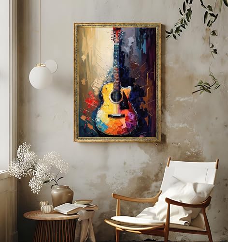 Fresque murale toile guitare peinture design impression haut de gamme