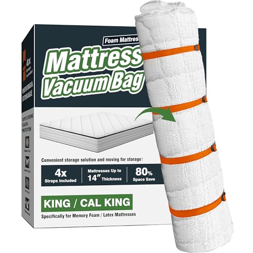 Vacuum Mattress Bag for Memory Foam and Latex with Band, Ideal for Convenient Moving, Storage and Transportation (King/California King)