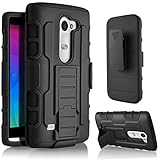 LG Risio Case, Starshop Full Protection Dual Layers Hybird Case with Kickstand and Locking Belt Swivel Clip With Premium Screen Protector Black