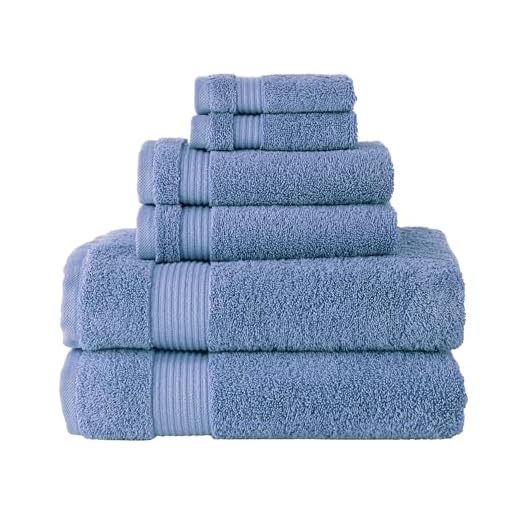 Classic Turkish Towels Premium Cotton Towels for Bathroom - Luxury Soft and Absorbent 6-Piece Towel Set, 2 Bath Towels, 2 Hand Towels, and 2 Washcloths,100% Turkish Cotton (Blue)