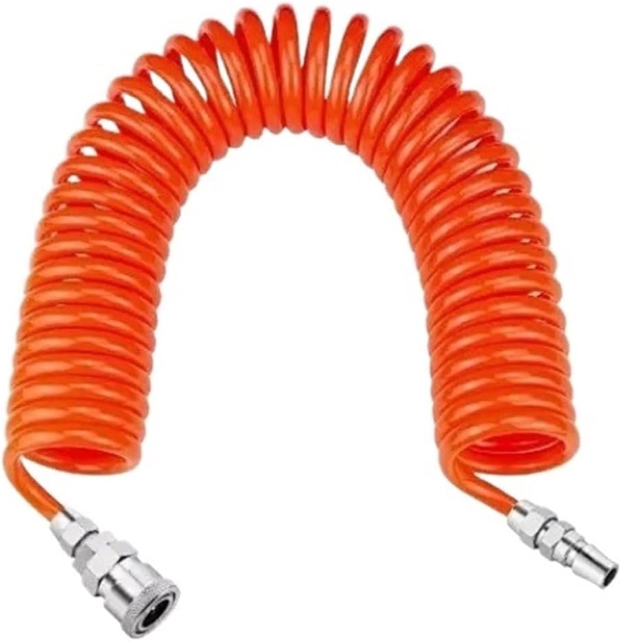 Compressor Air Tools 3M 6M 9M 12M High Pressure PU Tubing Gas Spring Pneumatic Spiral Tubing EU Quick Coupling Pipe EU/JP Type(JP Fitting,9M)