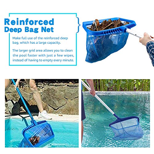 Anothera Upgraded Pool Skimmer Net, Heavy Duty Leaf Rake for Cleaning Swimming Pool & Pond, Fine Mesh Deep Bag Catcher with Strong Plastic Frame - Thumbnail 3
