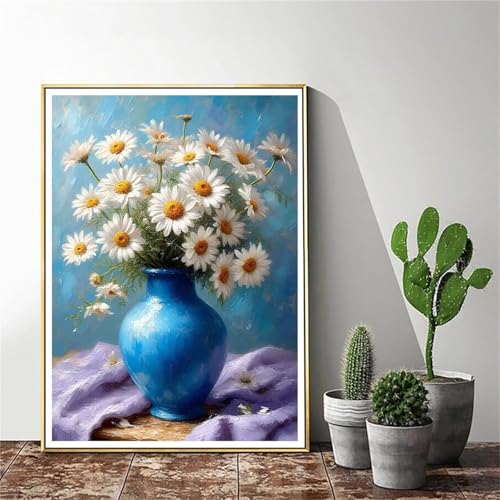 Peinture par numéro adulte fleur marguerite kit complet 40x50cm sans cadre