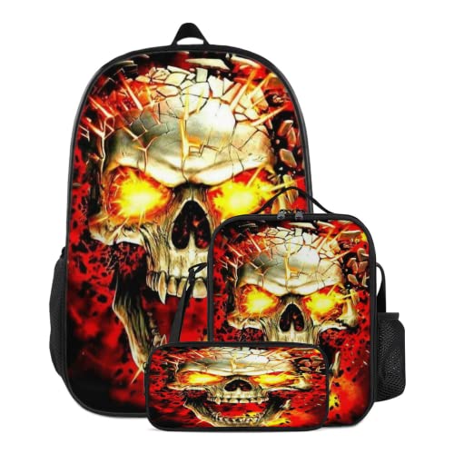 Sac à Dos école Primaire Sac à Dos 3D Halloween Sac à Dos pour garçons et Adolescents (Totenkopf6,11,4 x 5 x 17,3 in) Cover